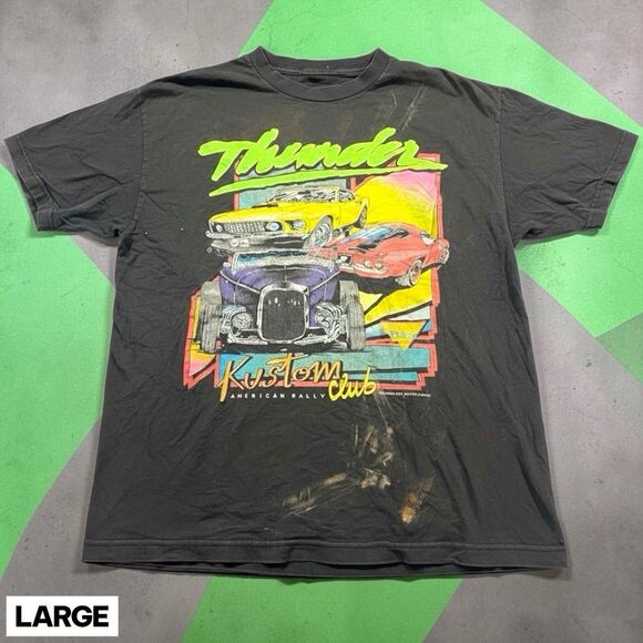 Unbranded Other - Vintage 1984 John Galt Thunder Racing Men's LARGE T Shirt Black Hot Rod Car
